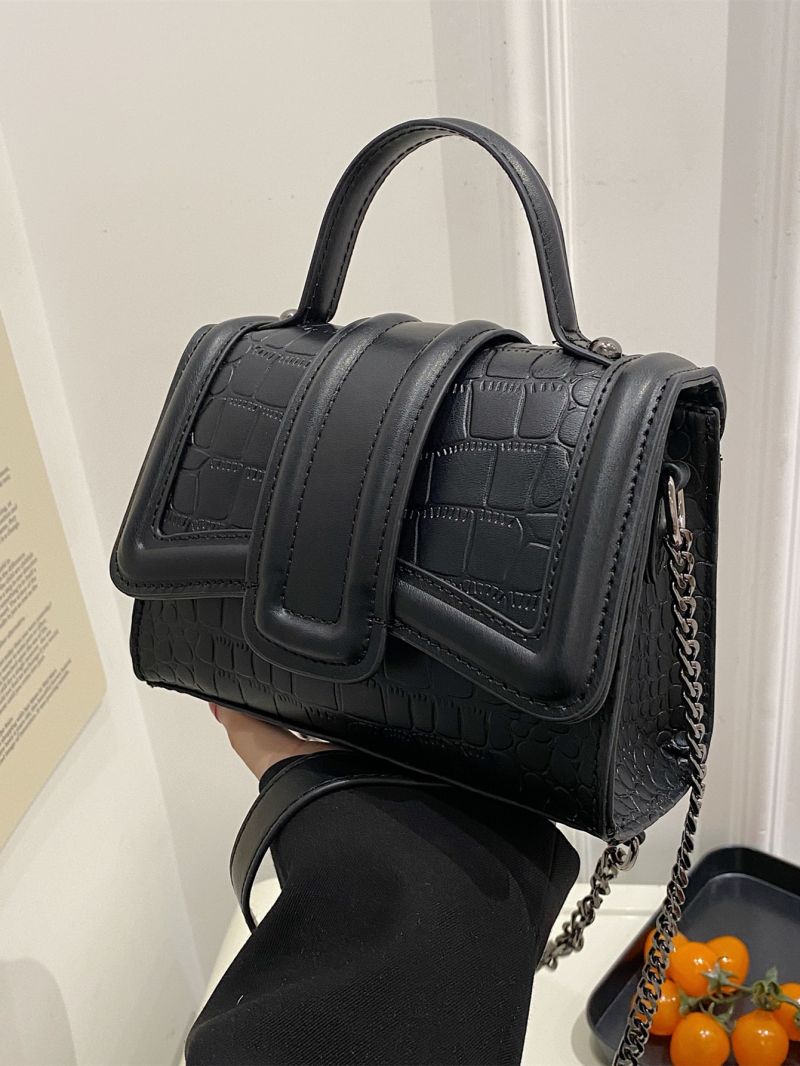 Mini Crocodile Embossed Flap Chain Square Bag