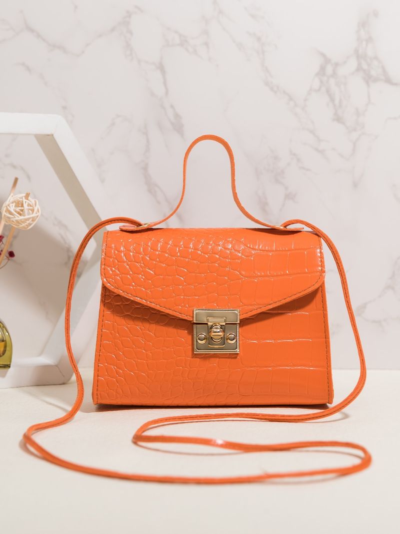 Mini Crocodile Embossed Turn Lock Square Bag