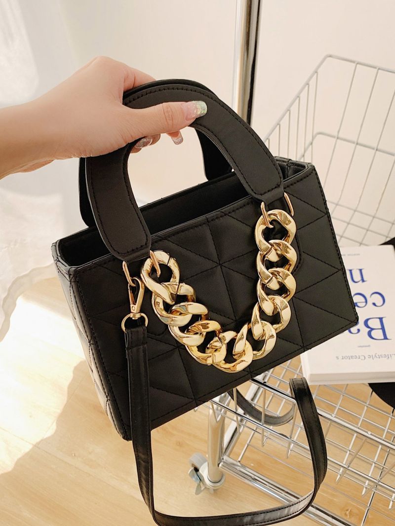 Chain Decor Quilted Square Bag