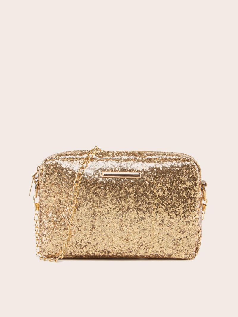 Mini Metal Decor Sequin Chain Square Bag