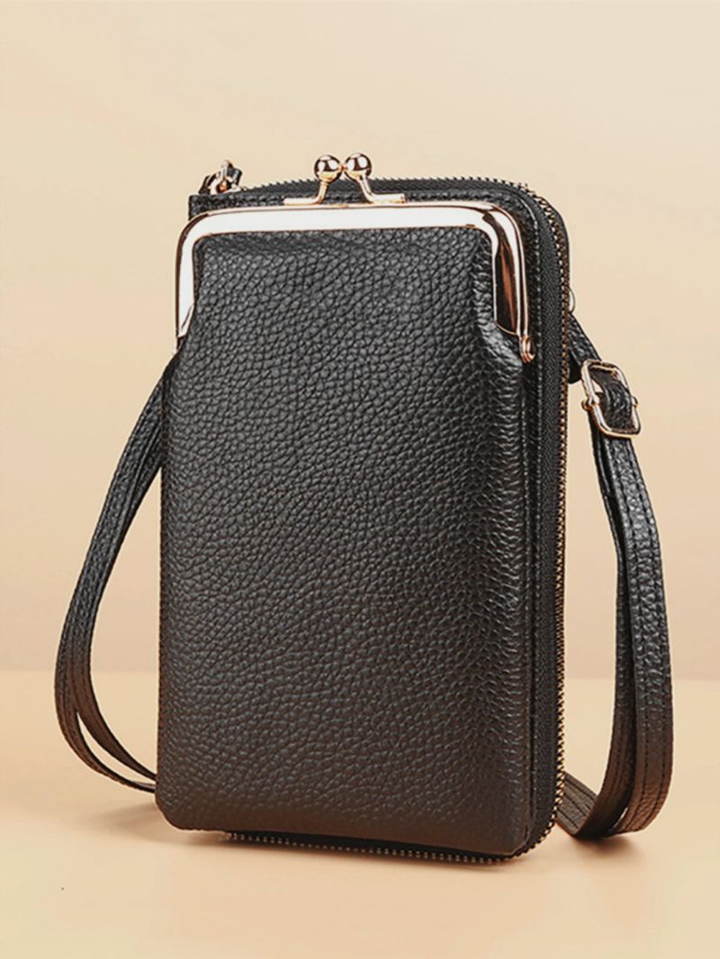 Letter Detail Pebble Embossed Phone Wallet