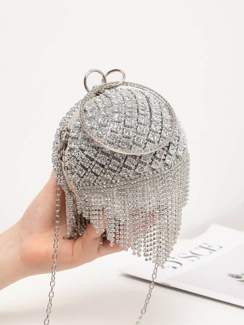 Mini Faux Pearl & Rhinestone Decor Circle Bag