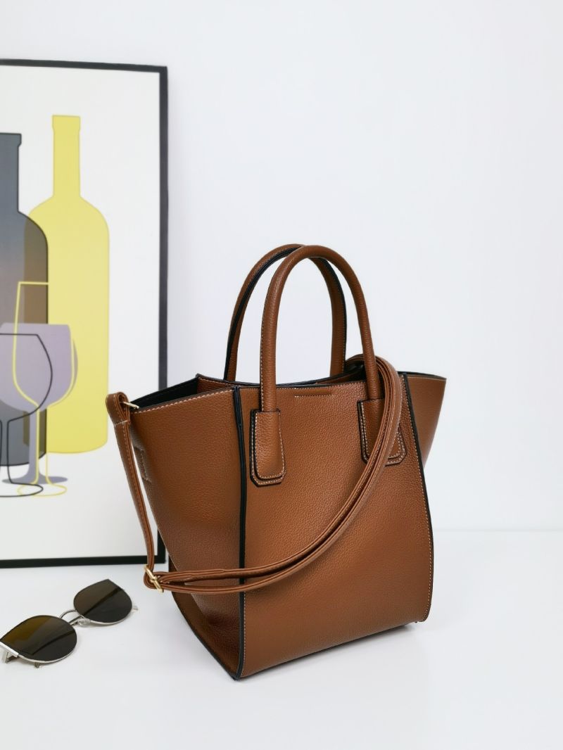 Contrast Binding Top Handle Bag