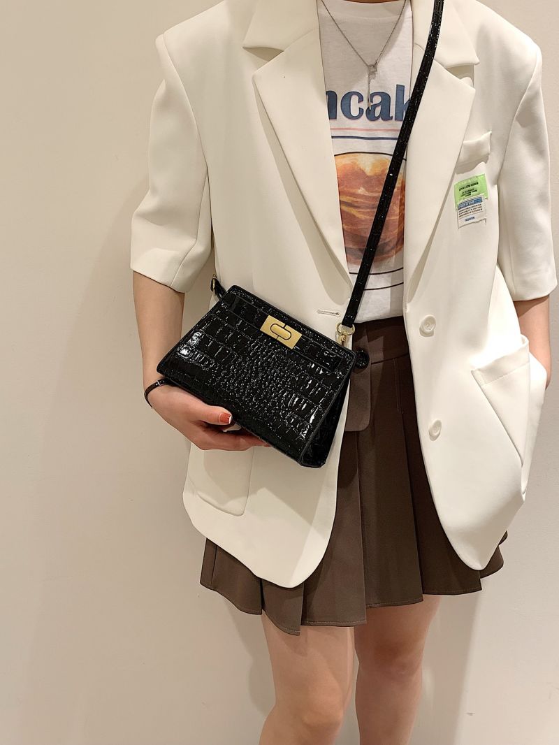 Crocodile Embossed Square Bag