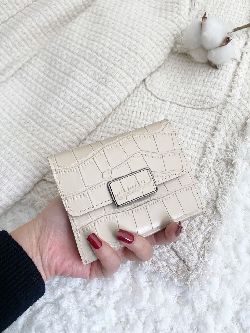 Metal Decor Crocodile Embossed Small Wallet