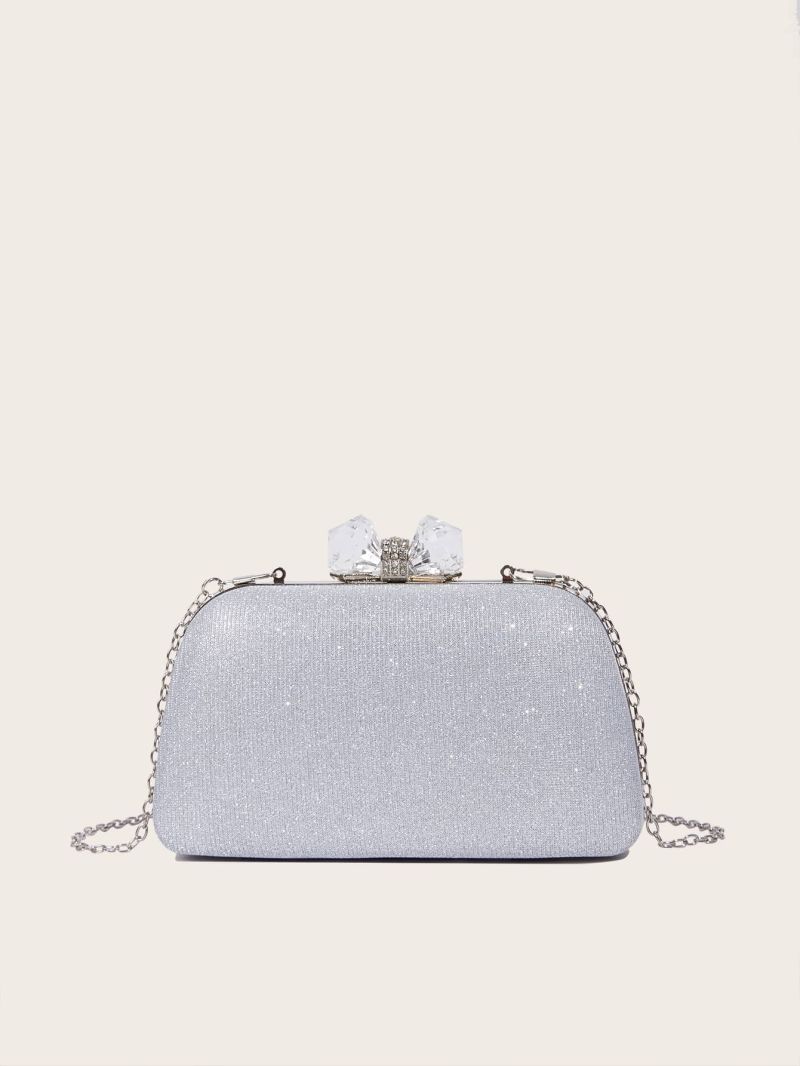 Glitter Rhinestone Decor Chain Box Bag