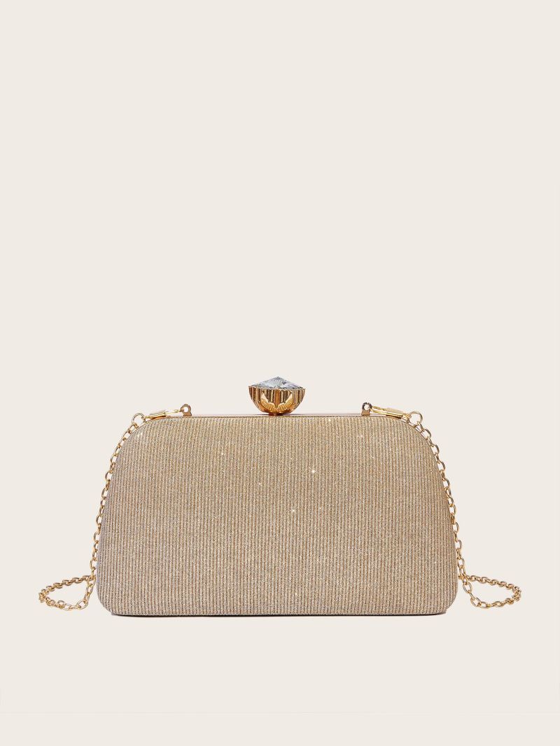 Rhinestone Decor Glitter Chain Box Bag