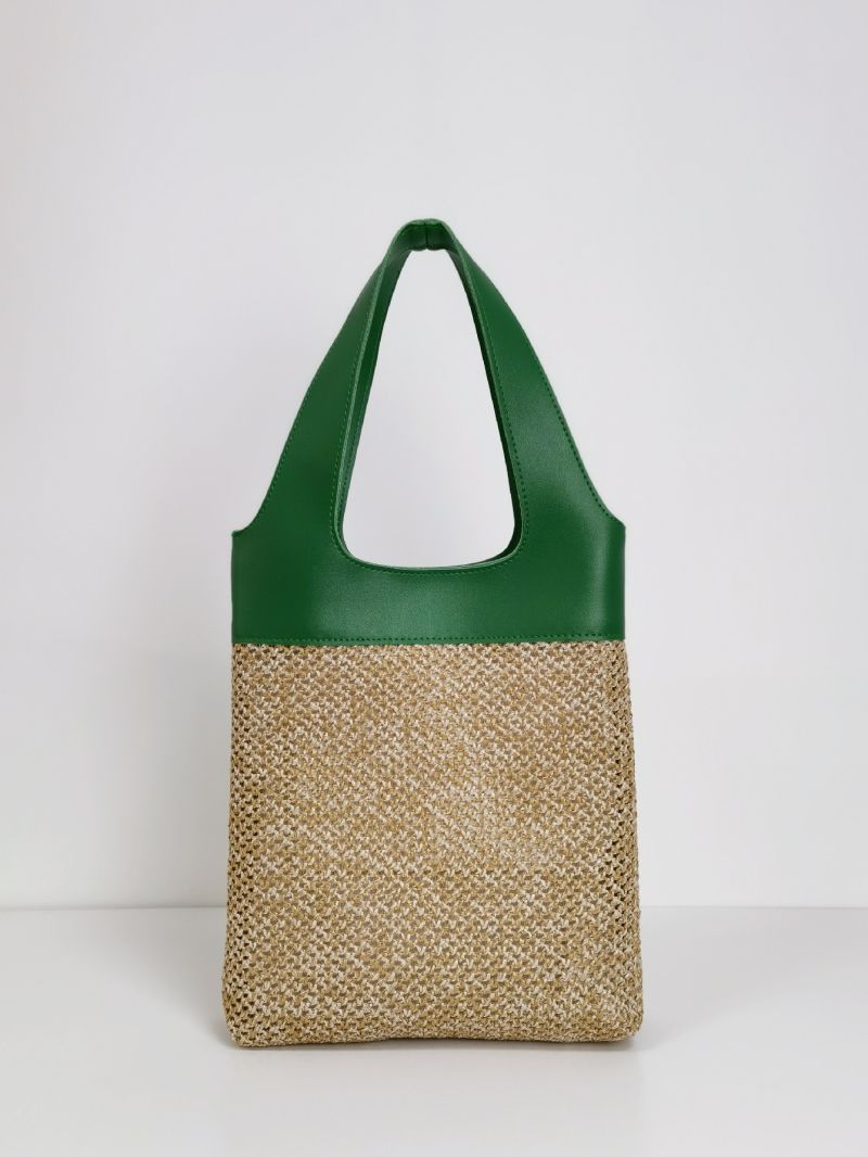Minimalist Two Tone Straw Bag