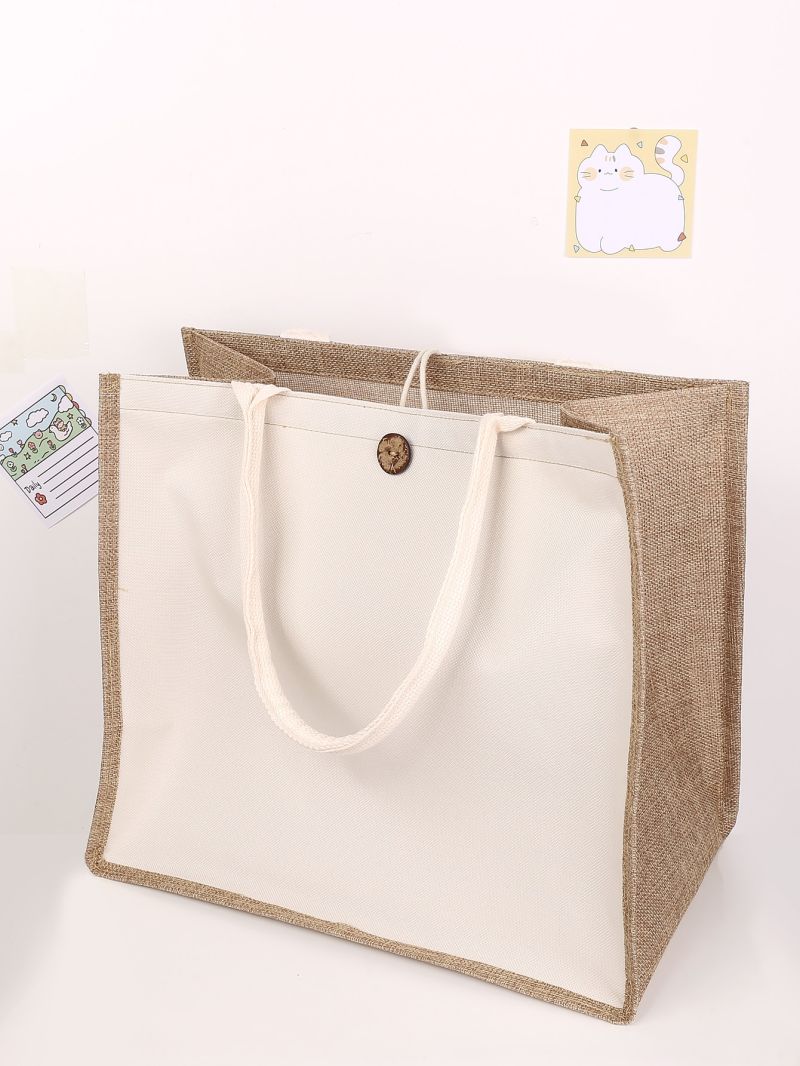 Minimalist Button Detail Top Handle Bag