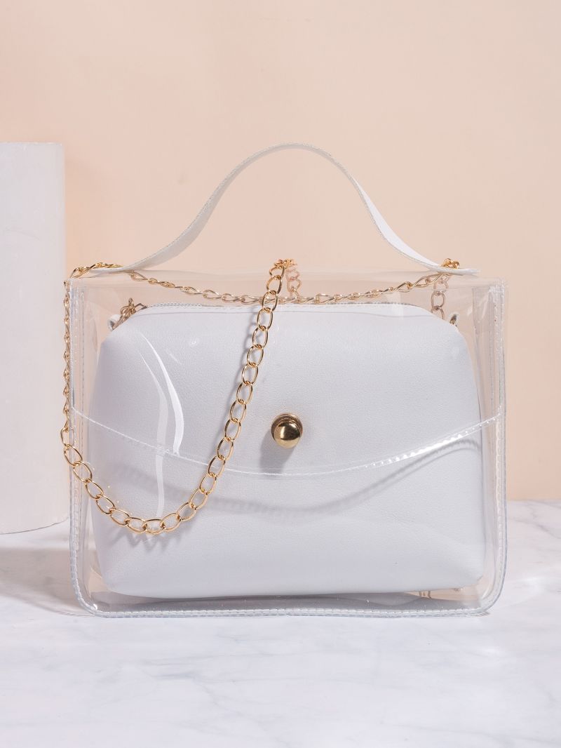 Mini Clear Flap Square Bag With Inner Pouch
