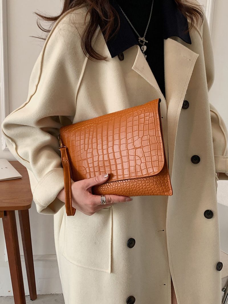 Croc Embossed Evening Bag With Wristlet