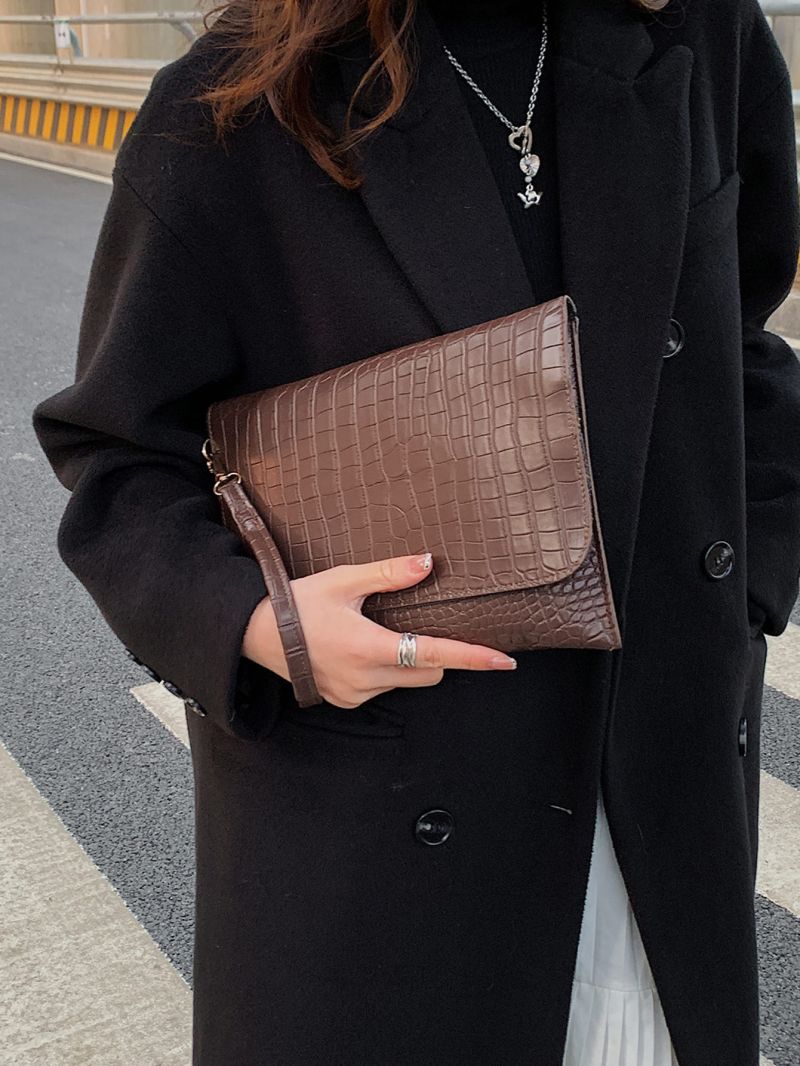Croc Embossed Evening Bag With Wristlet