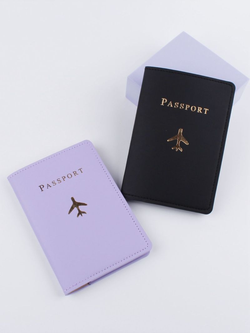 2pcs Letter & Plane Graphic Passport Case