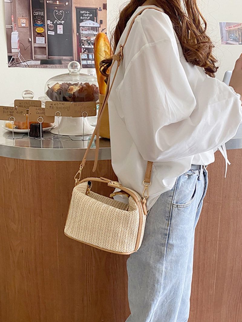 Mini Minimalist Top Handle Straw Bag