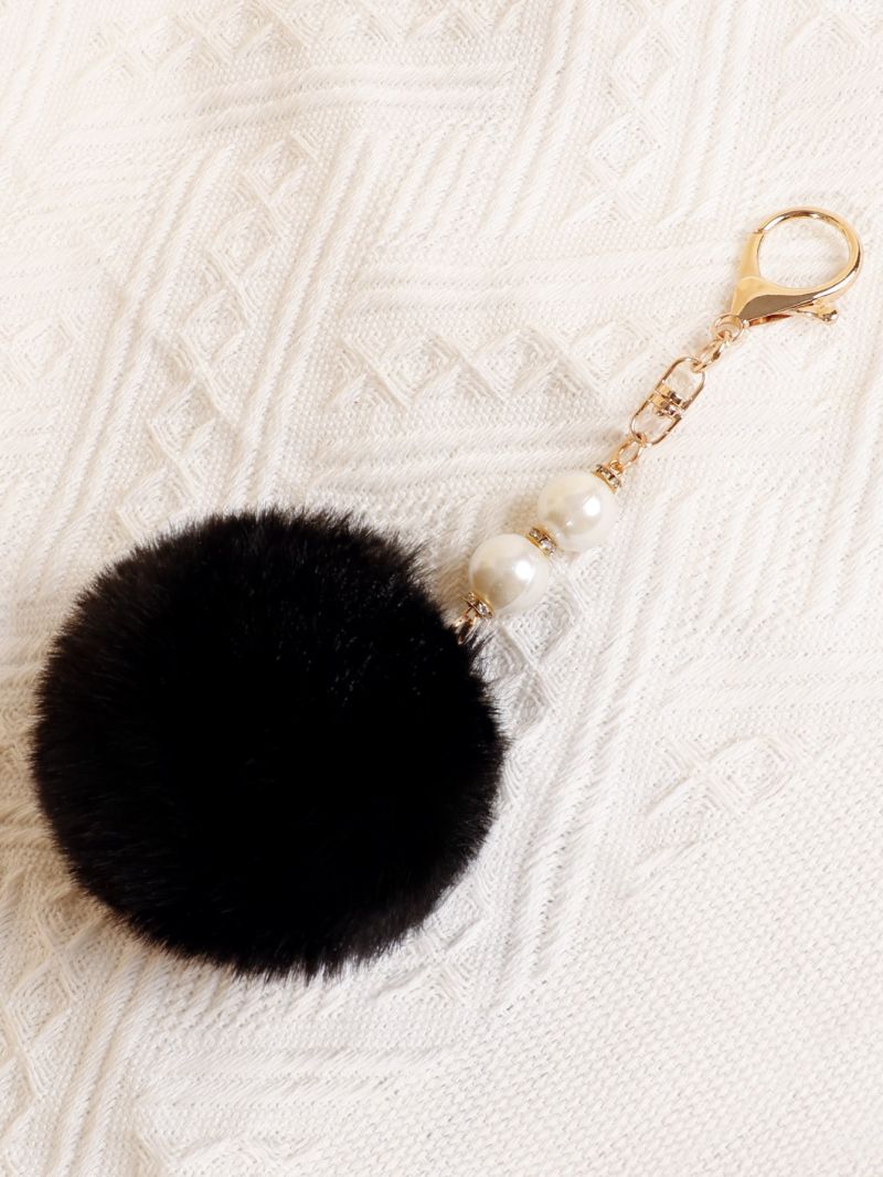 Faux Pearl Decor Pom Pom Bag Charm
