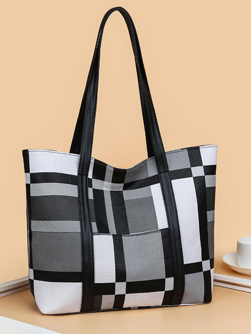 Pocket Front Design Colorblock Shoulder Tote Bag