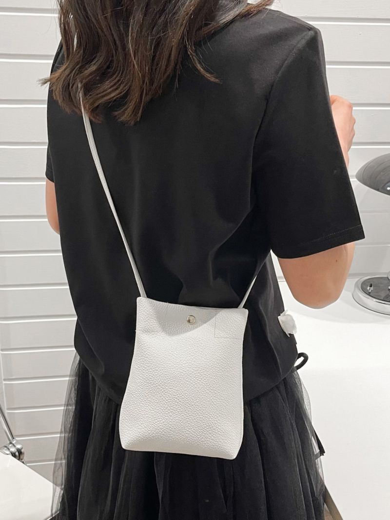 Mini Embossed Detail Button Decor Crossbody Bag