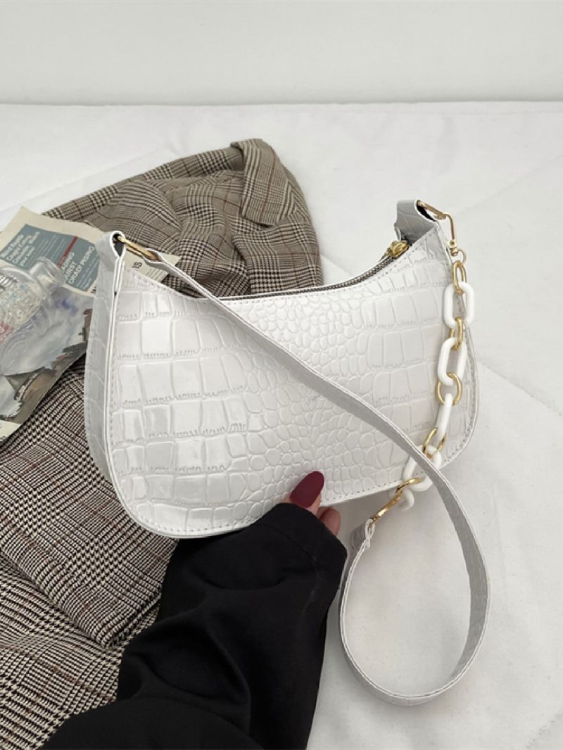 Crocodile Embossed Baguette Bag