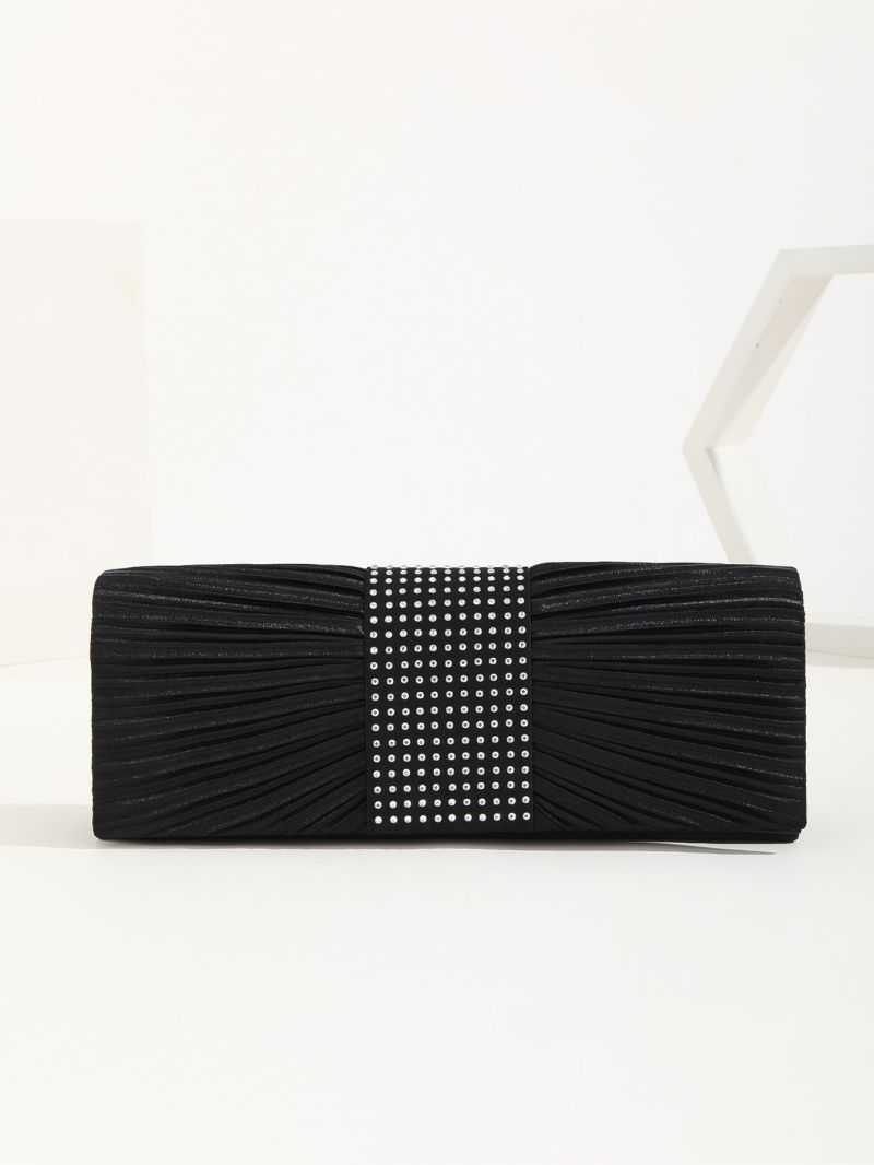 Rhinestone Decor Ruched Flap Chain Square Bag
