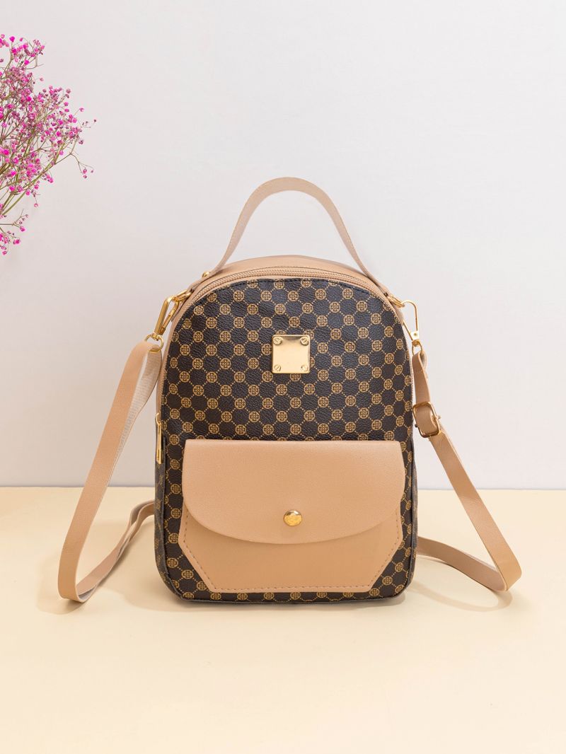 Mini Geometric Pattern Metal Decor Classic Backpack