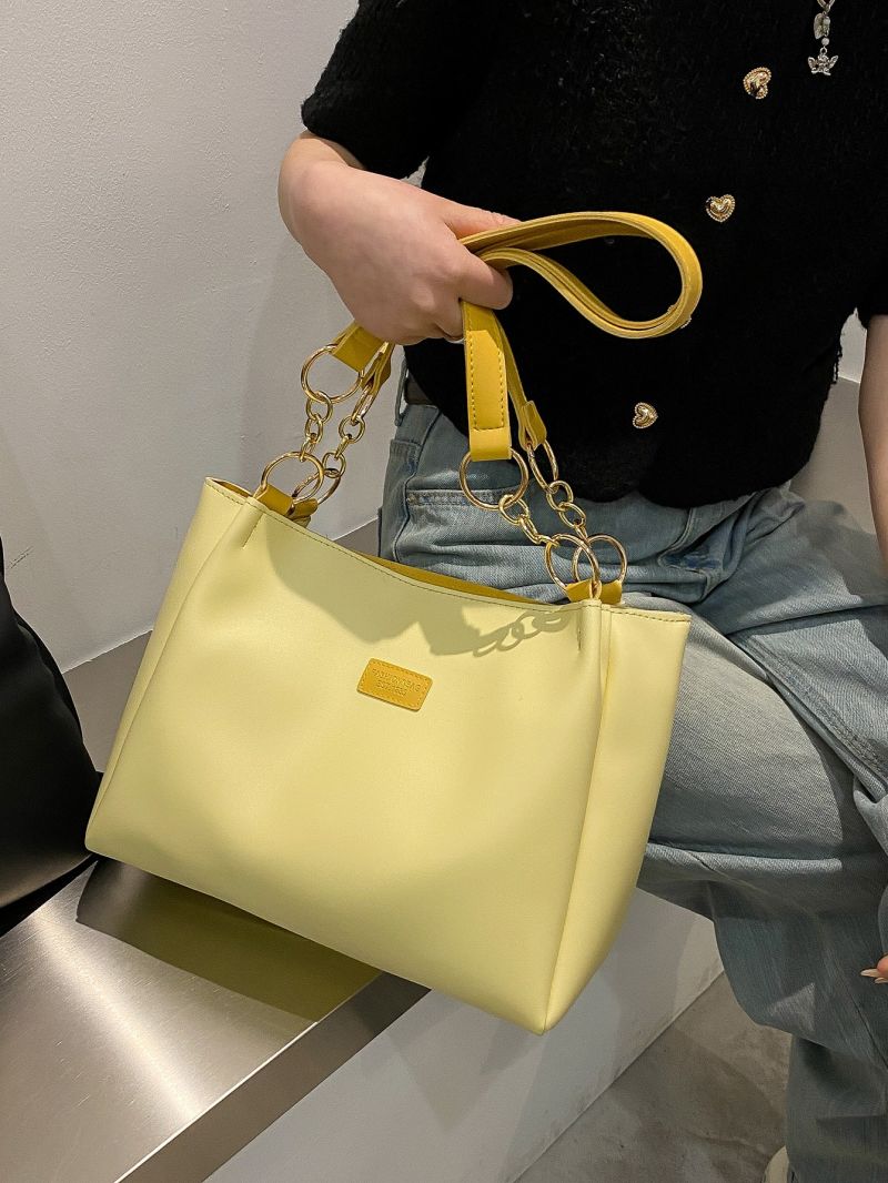 Letter Patched Tote Bag