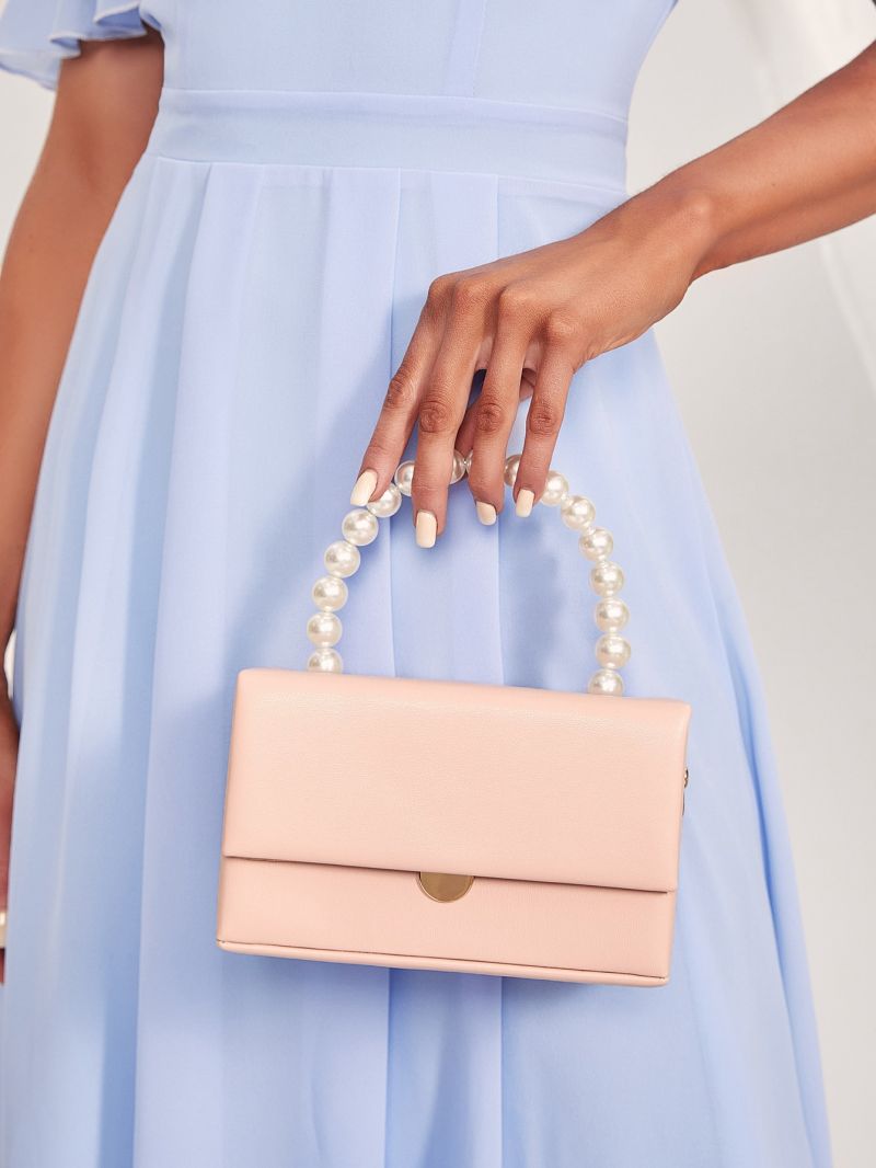 Mini Faux Pearl Decor Flap Box Bag