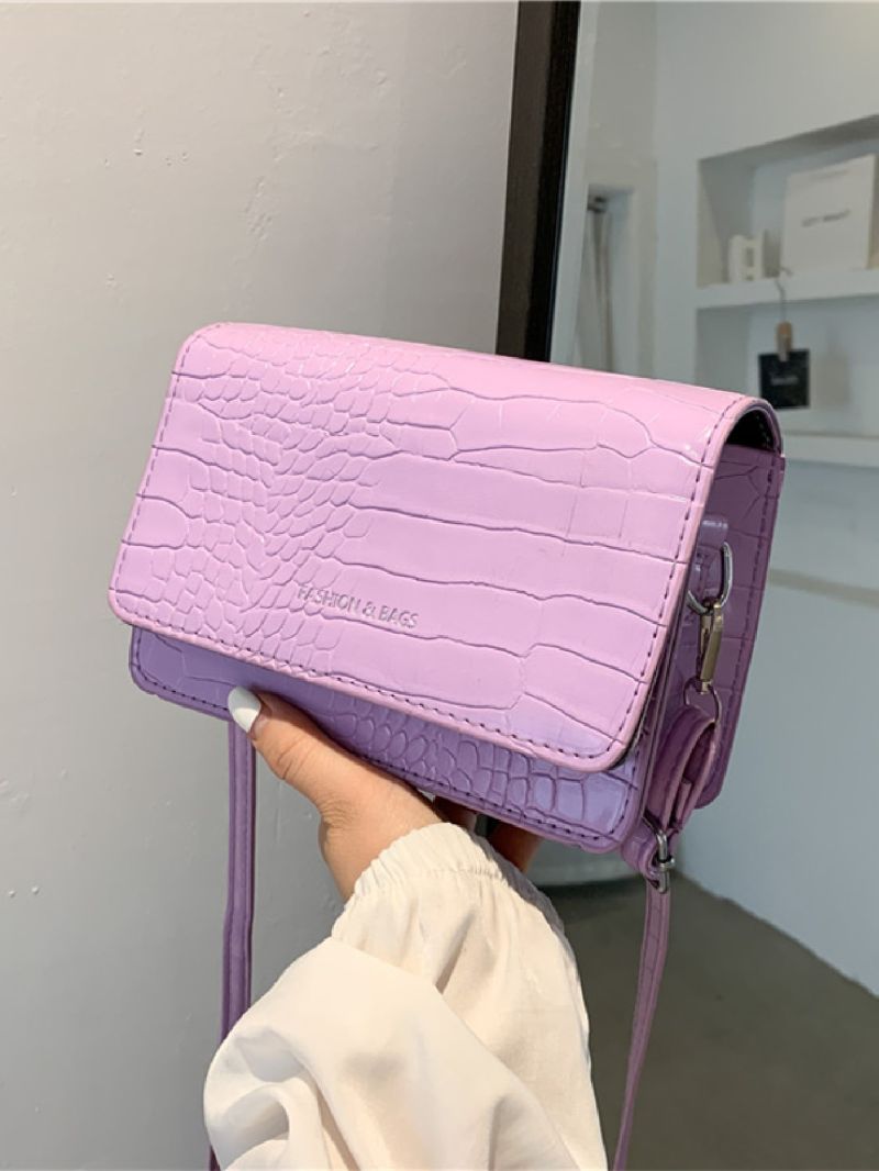 Mini Crocodile Embossed Flap Square Bag