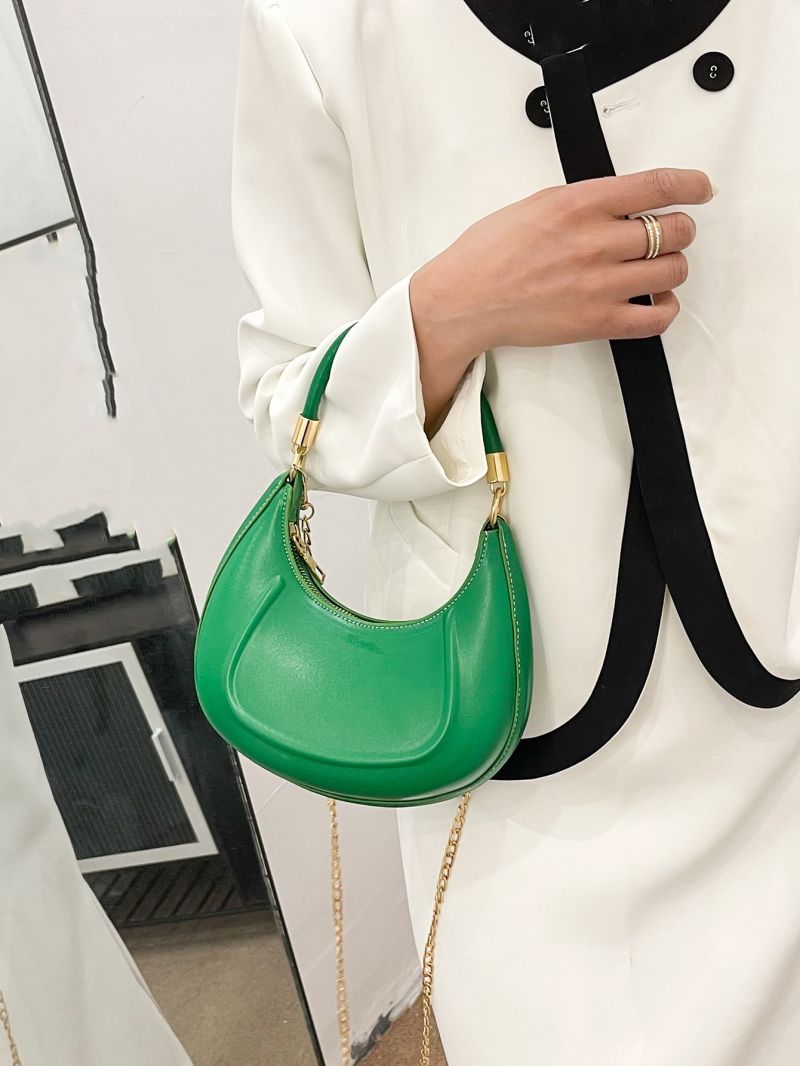 Minimalist Metal Detail Hobo Bag