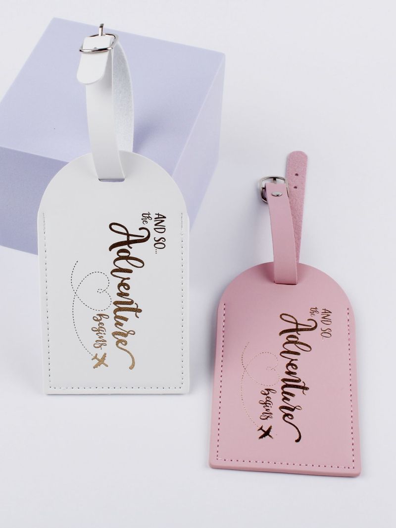2pcs Couple Metallic Slogan Graphic Luggage Tag