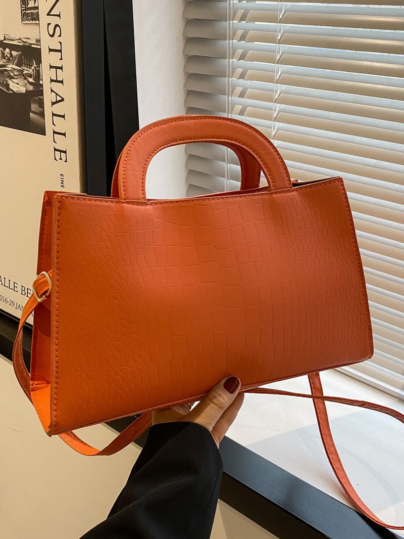 Crocodile Embossed Double Square Bag