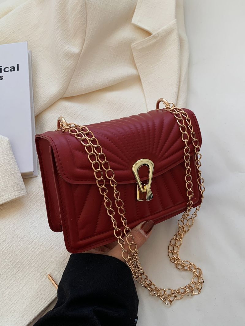 Mini Stitch Detail Metal Decor Square Bag