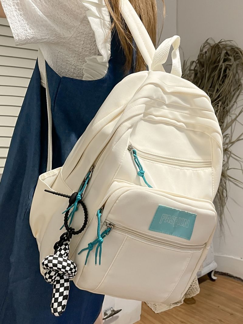 Patch Detail Functional Backpack Without Bag Charm