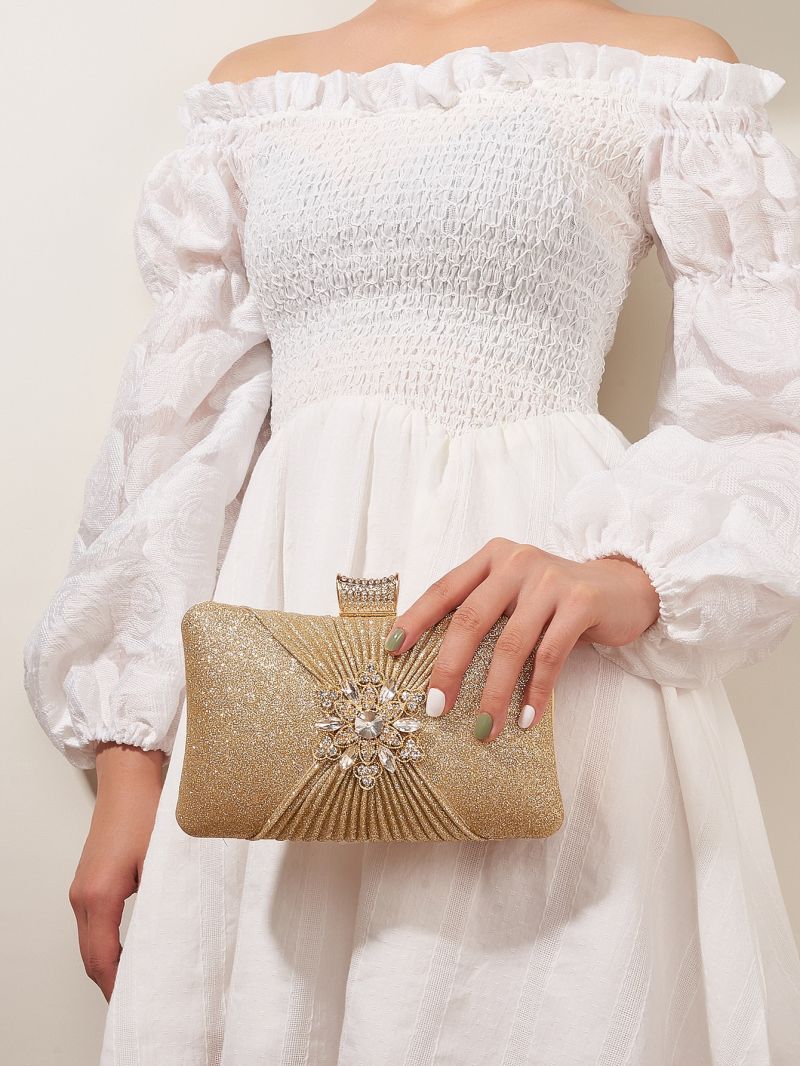 Mini Glitter Rhinestone & Ruched Decor Evening Bag