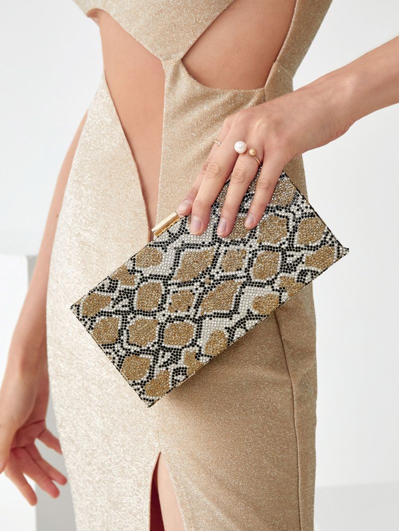 Snakeskin Rhinestone Decor Box Bag