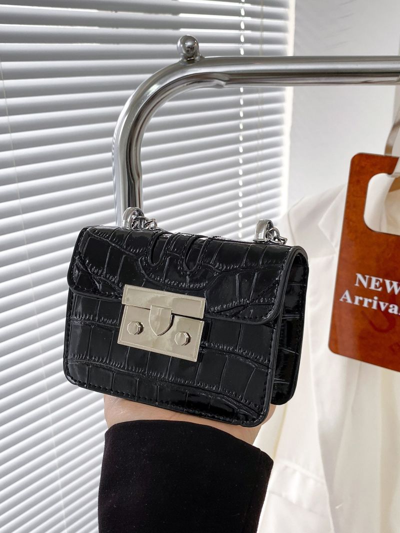 Mini Crocodile Embossed Flap Square Bag