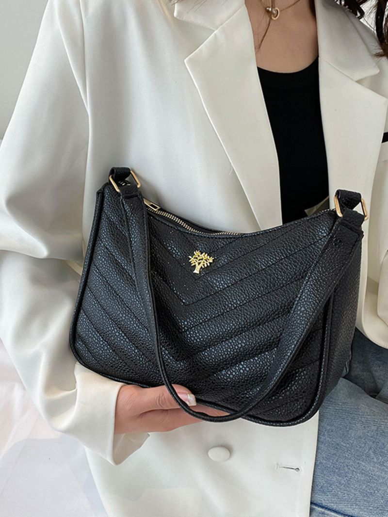 Chevron Detail Tree Decor Baguette Bag