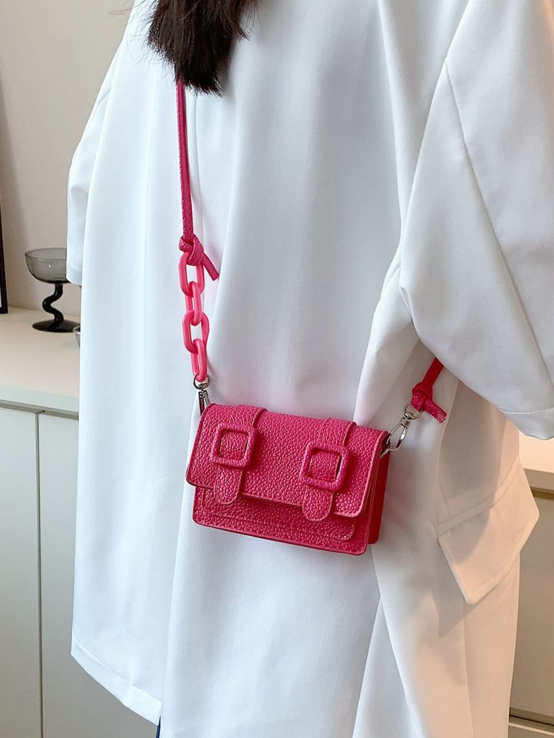 Mini Chain & Buckle Decor Flap Square Bag