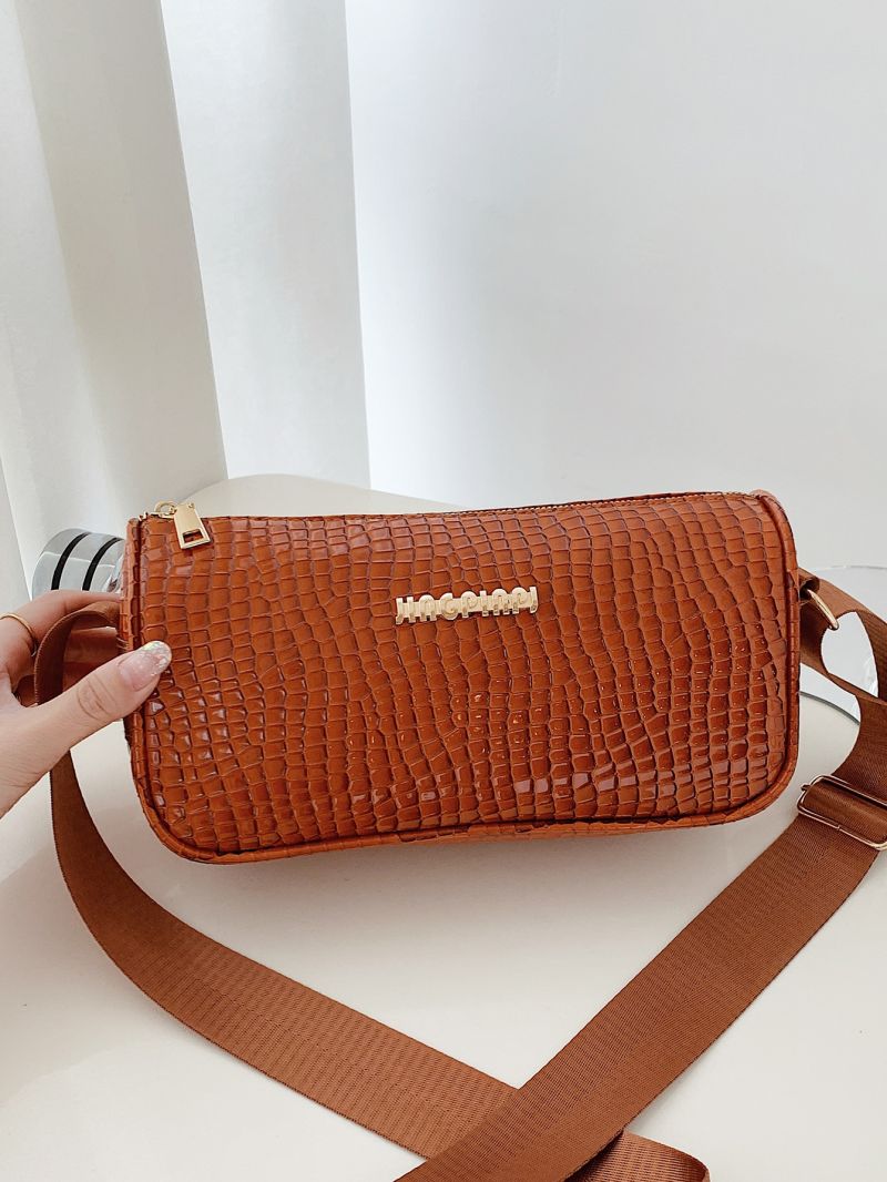 Crocodile Embossed Metal Decor Bucket Bag
