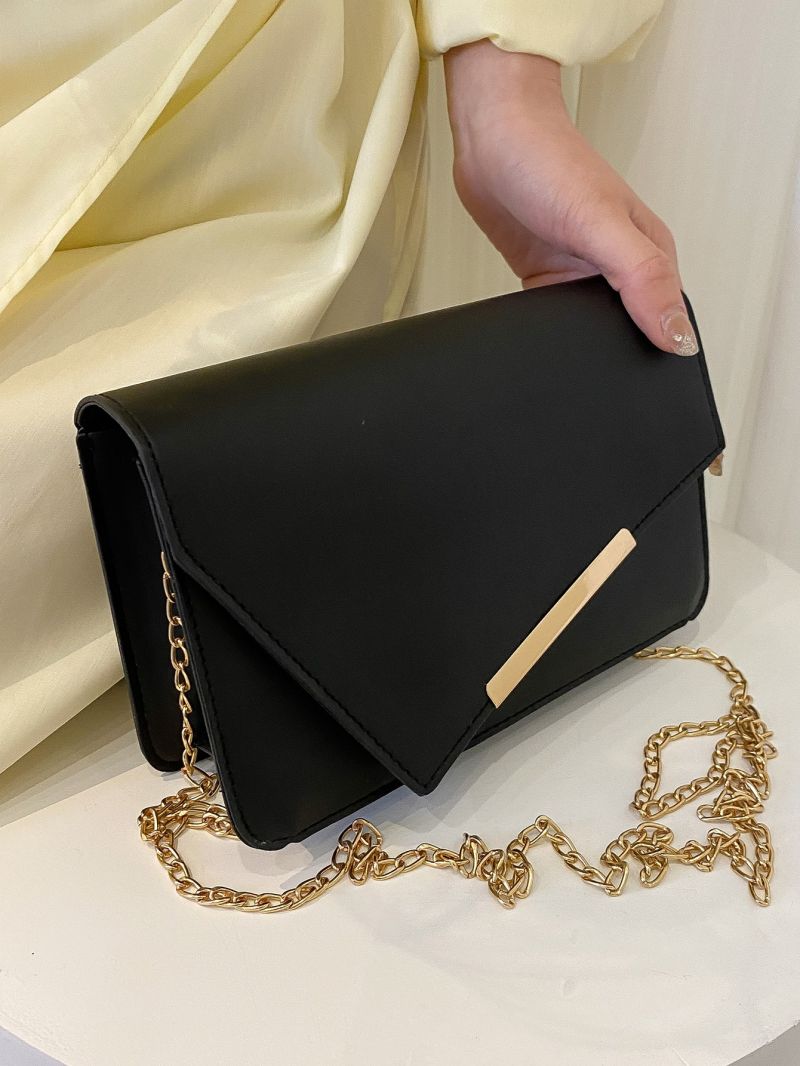 Metal Decor Chain Flap Square Bag