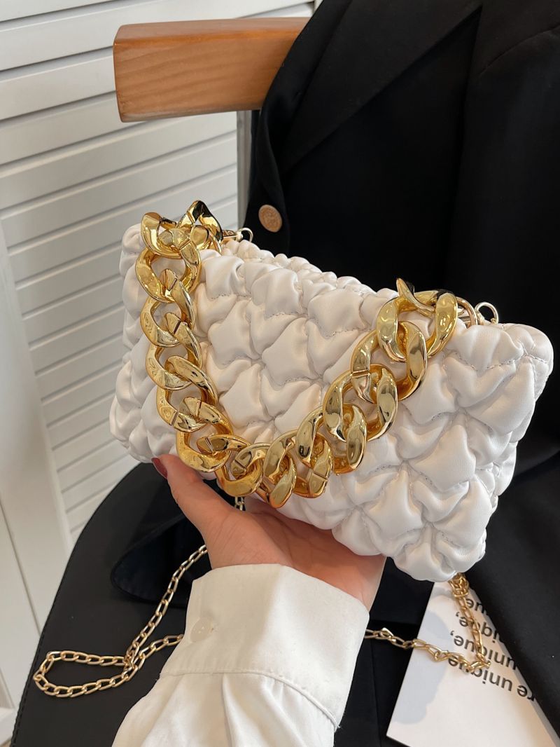Quilted Detail Chain Square Bag