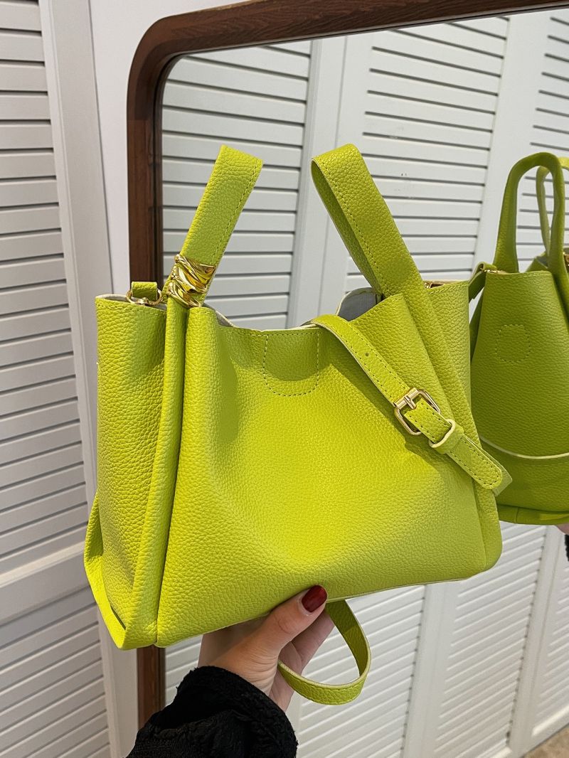 Litchi Embossed Bucket Bag