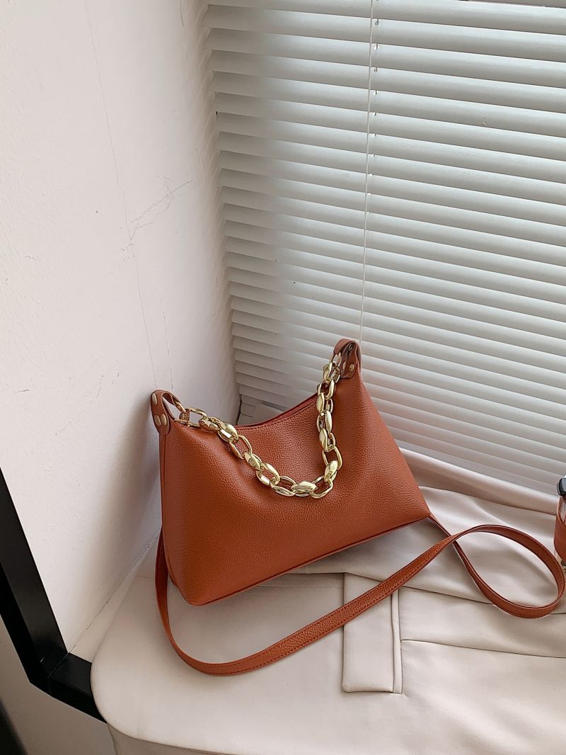 Chain Decor Baguette Bag