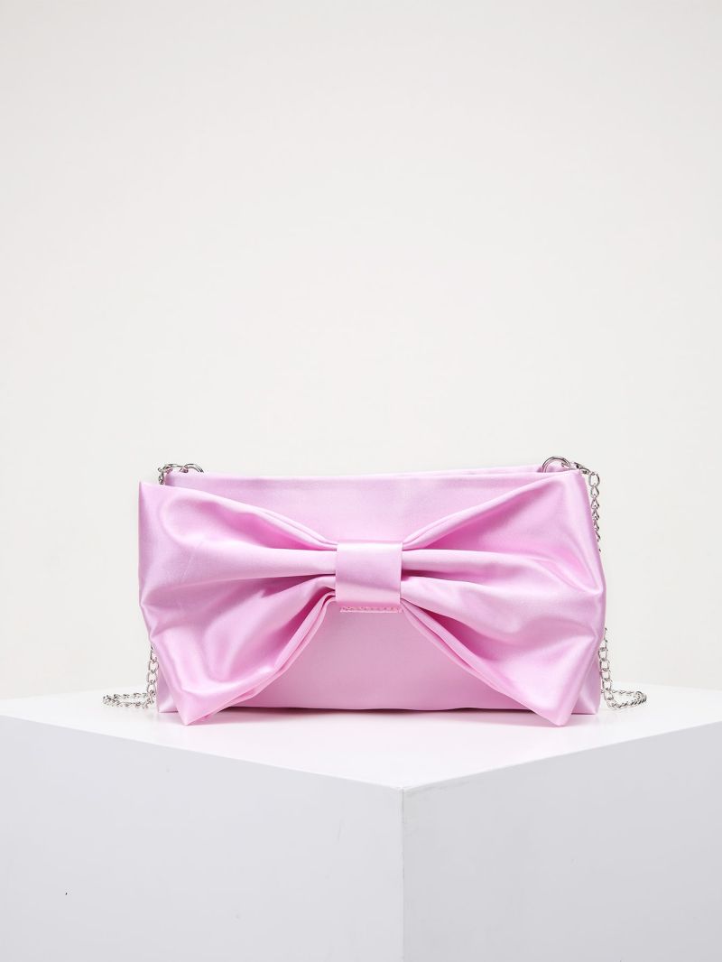 Bow Decor Chain Satin Square Bag