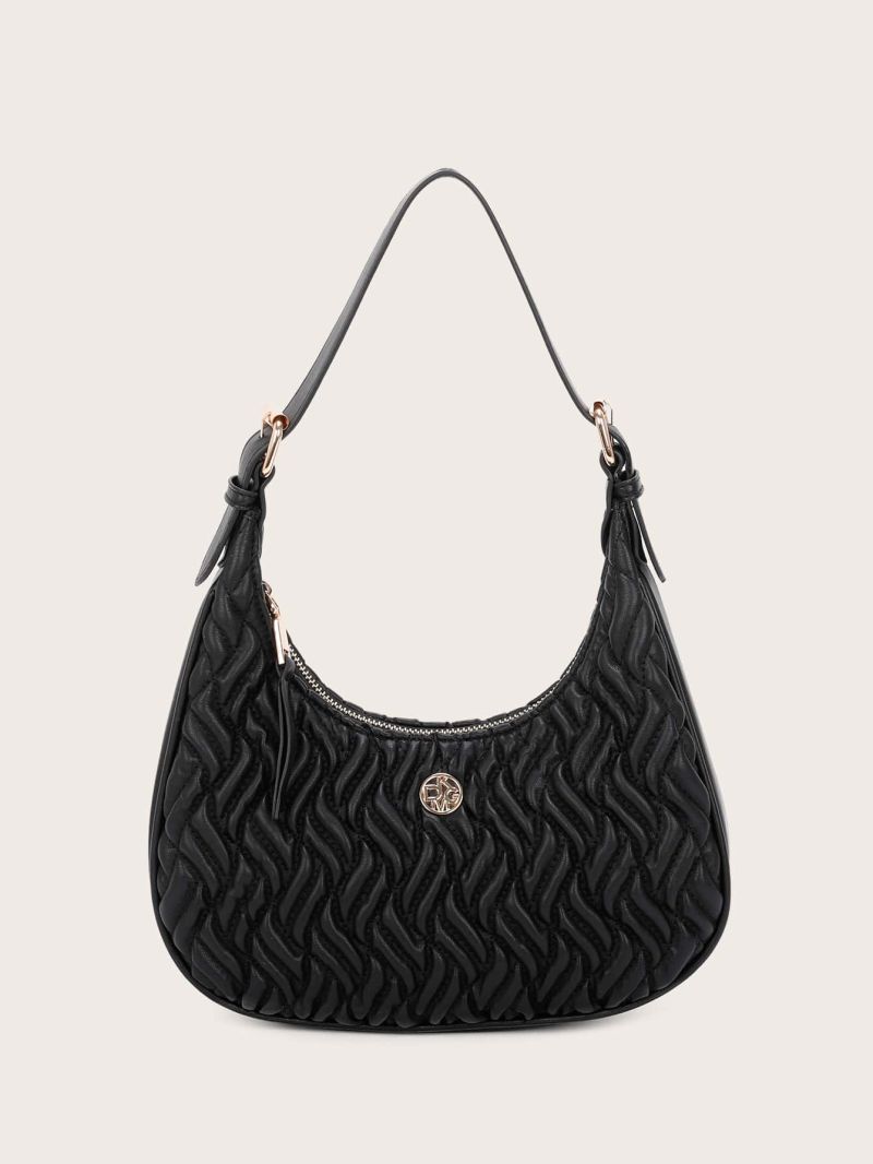 Quilted Metal Decor Baguette Bag