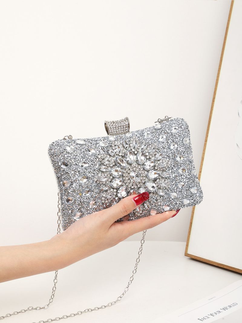 Mini Rhinestone & Jewelled Decor Chain Box Bag
