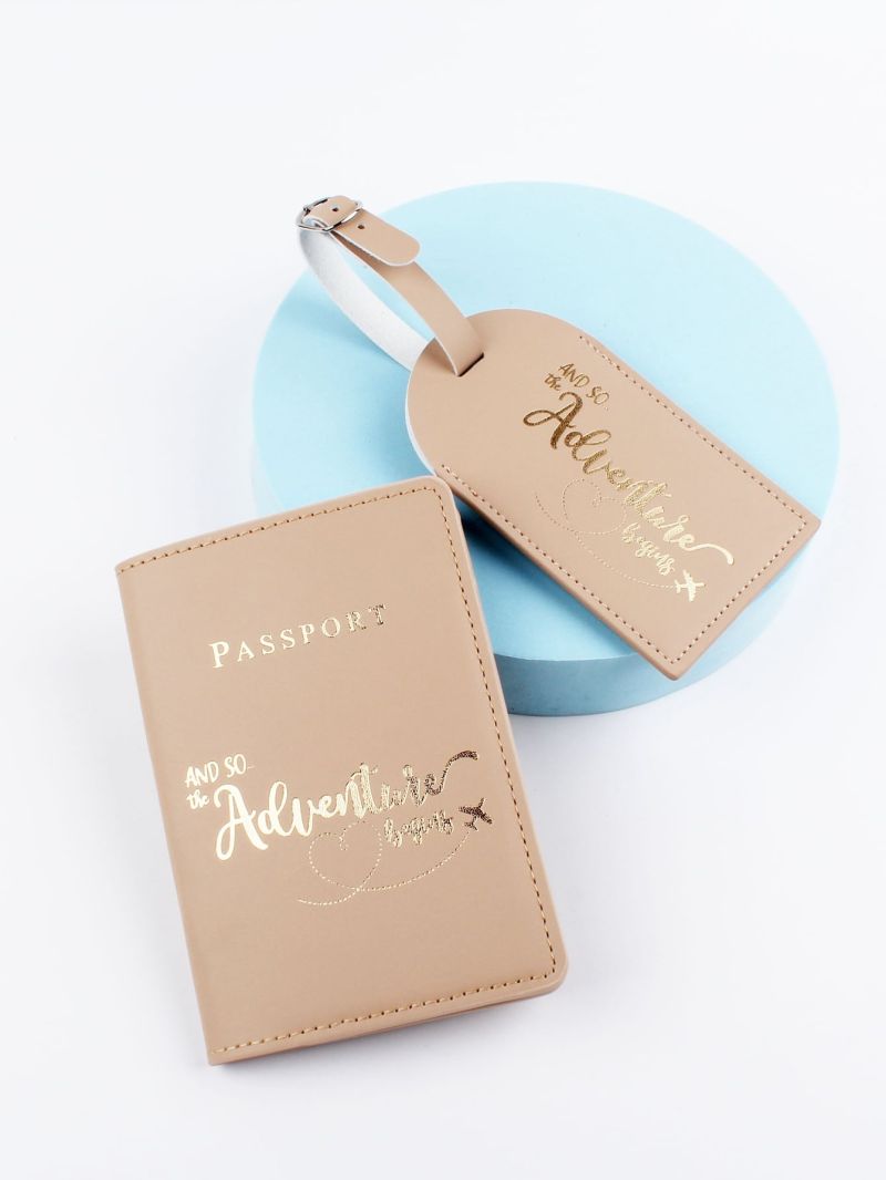 Letter Graphic Passport Case With Luggage Tag
