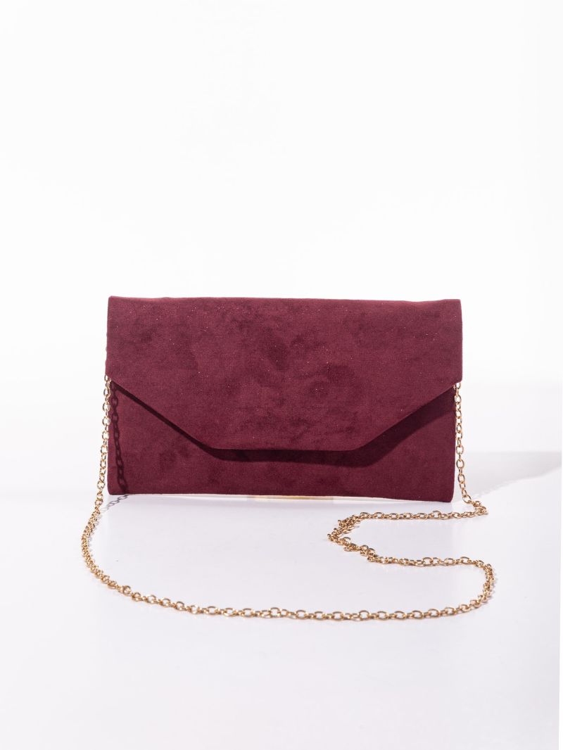 Suede Snap Button Square Bag
