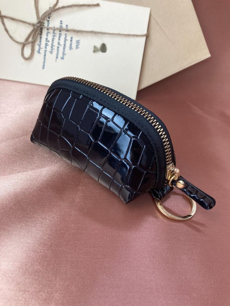 Crocodile Embossed Zipper Around Coin Purse