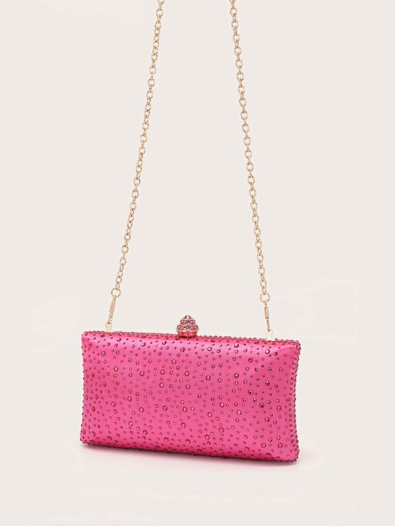 Rhinestone Decor Chain Box Bag