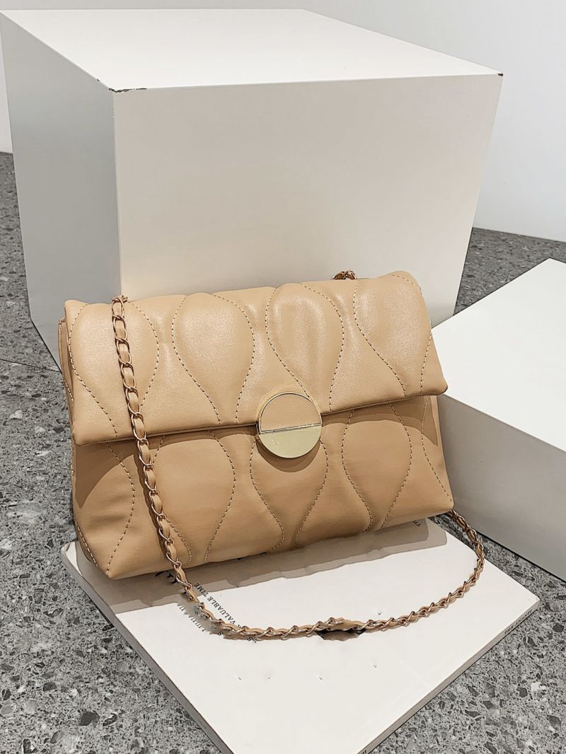Quilted Chain Flap Square Bag